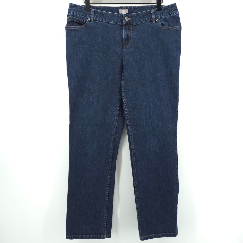 J. Jill Slim Leg Women Jeans 14 Petite Blue Stretch Dark Wash Casual Denim